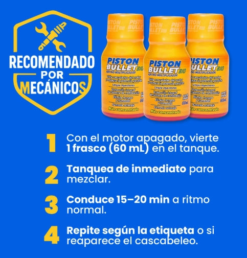 Aditivo Piston Bullet Bio: Recupera la Potencia de tu Motor y Ahorra Combustible | SUPER OFERTA PACK X3