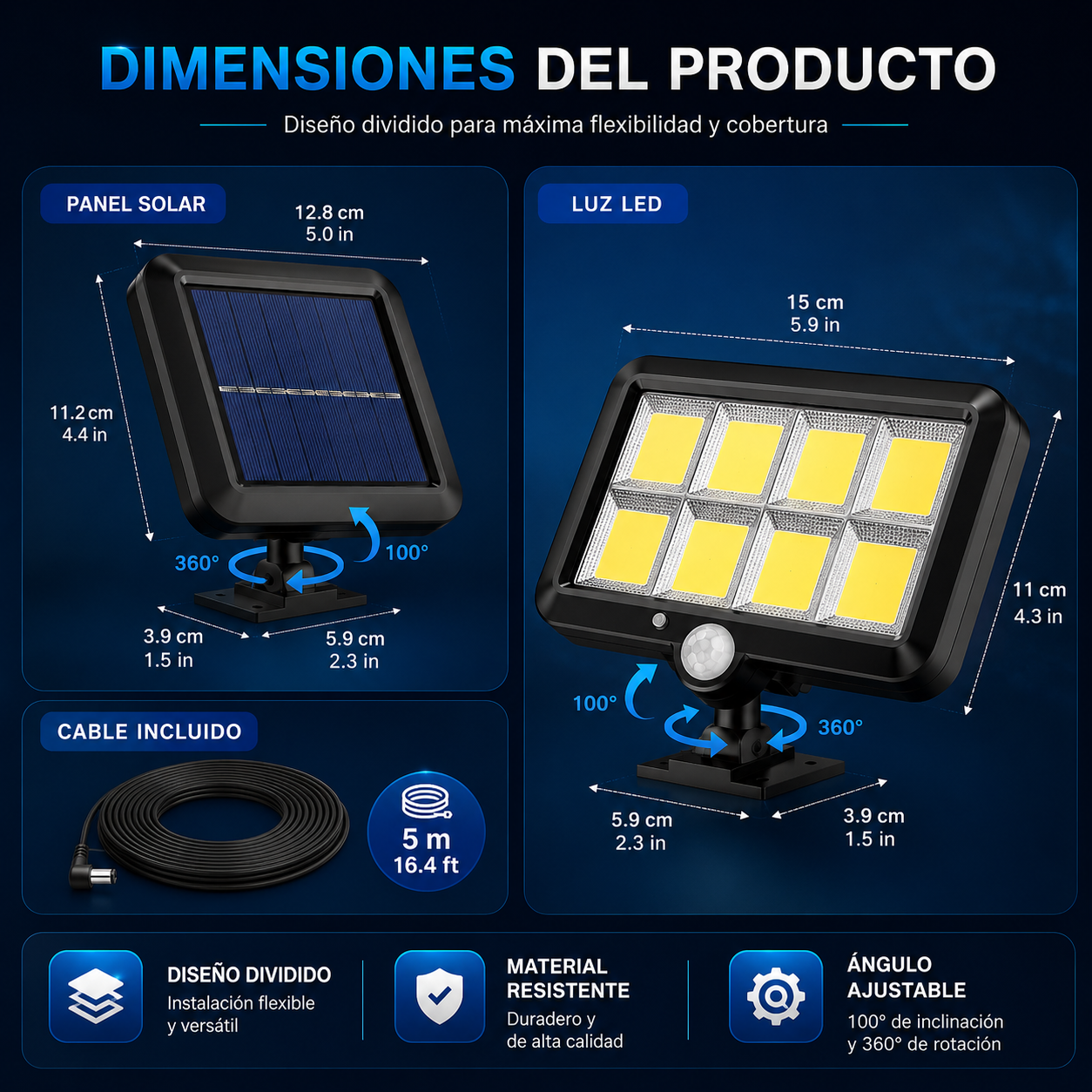 Reflector Solar Inteligente Con Sensor de Movimiento ☀️