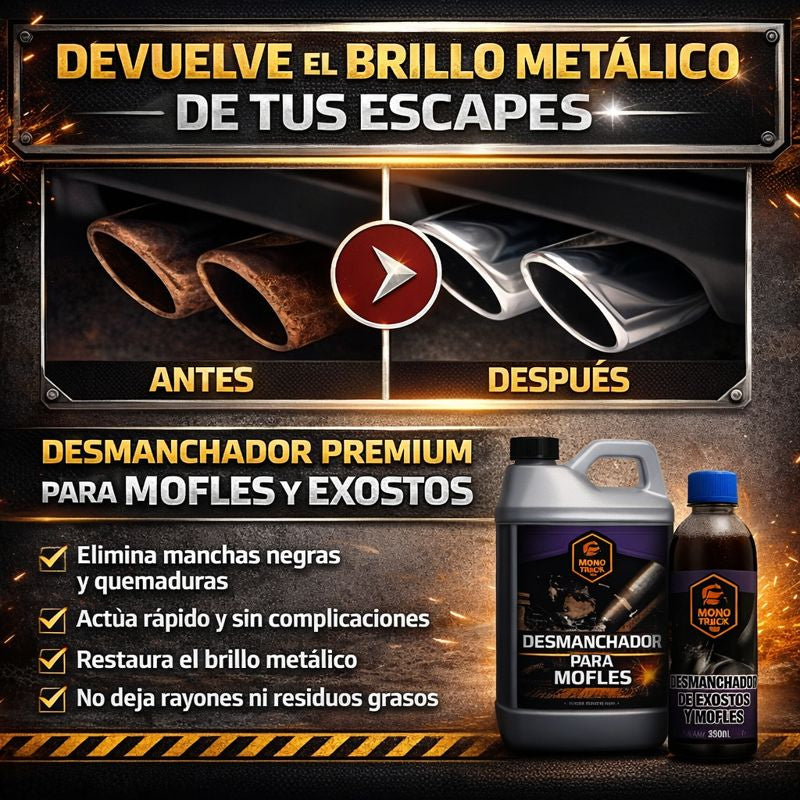 Desmanchador Premium para Mofles y Exostos – Recupera el brillo sin ir al Taller 🛠️