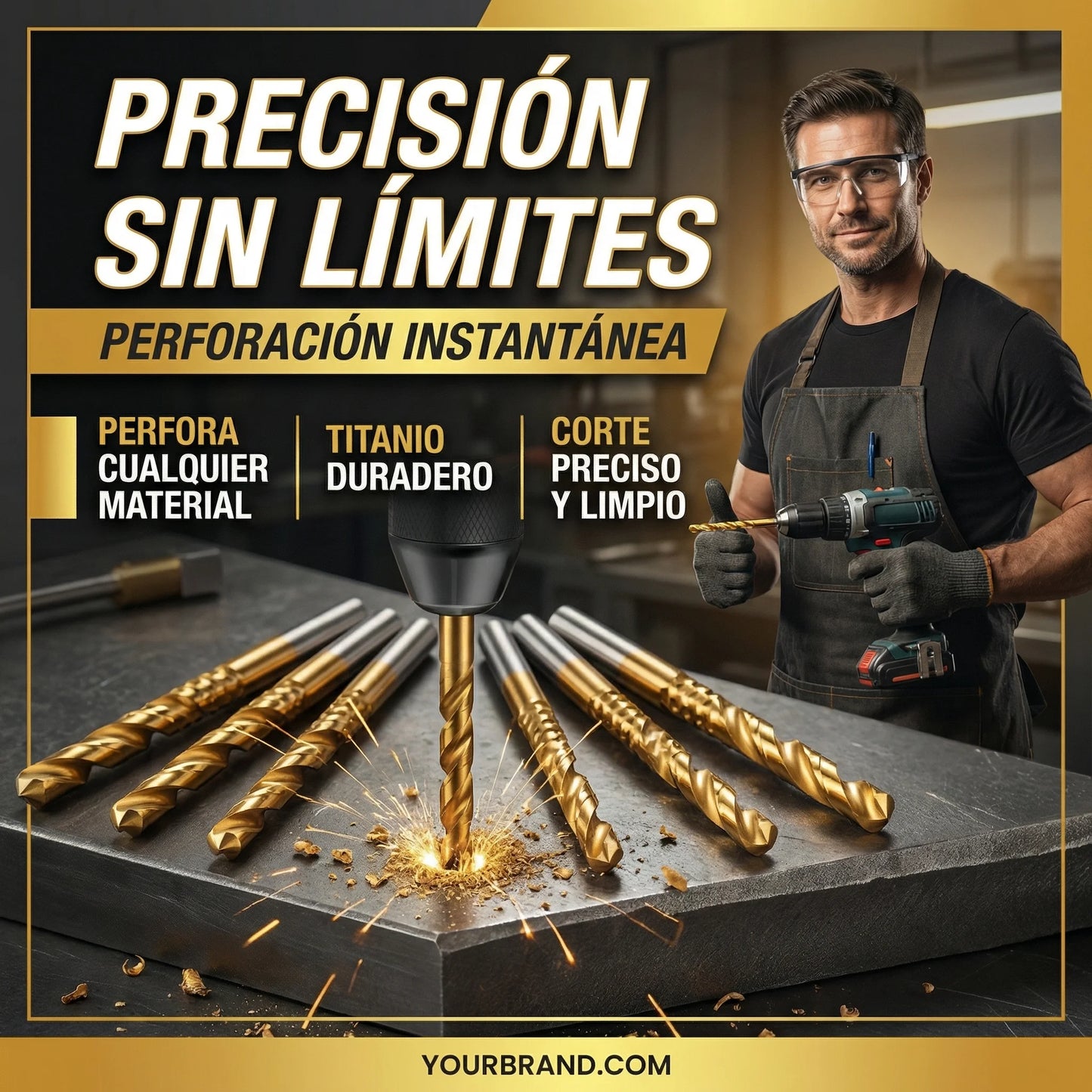 Set x 6 Brocas de corte lateral recubiertas en Titanio