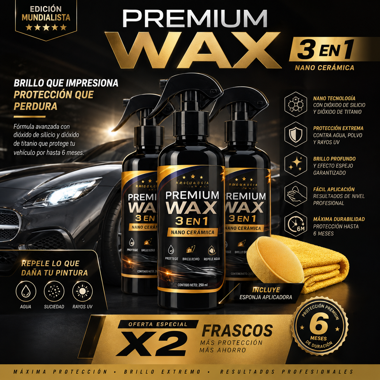 Premium WAX Nano Cerámico + Esponja