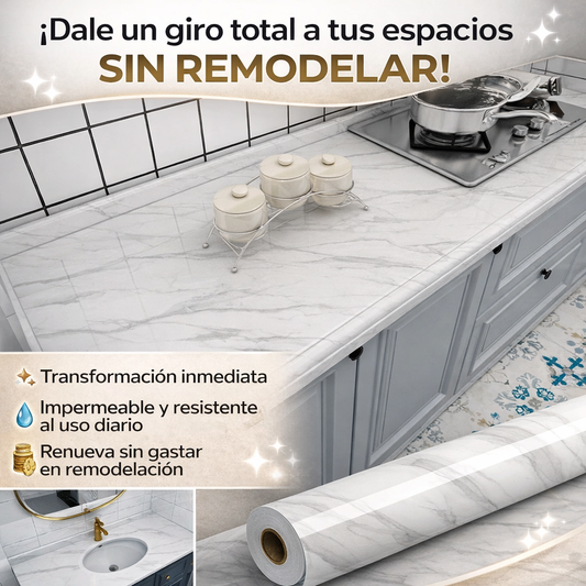 Rollo de Papel Mármol Adhesivo Premium: Resistente al Calor y la Humedad ✨
