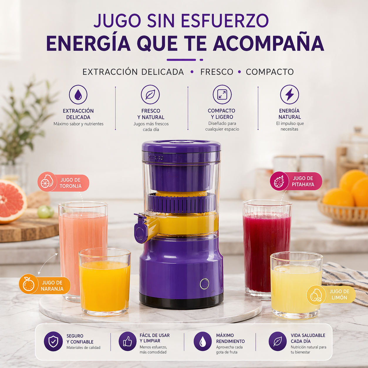 Extractor de Frutas: Prepara jugos frescos en segundos ⚡