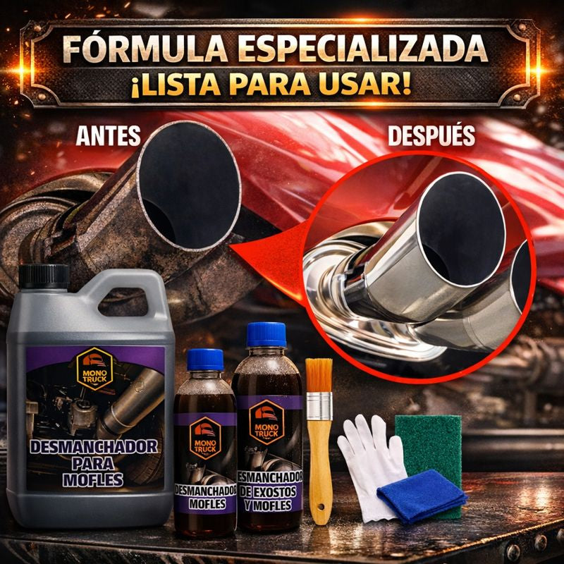 Desmanchador Premium para Mofles y Exostos – Recupera el brillo sin ir al Taller 🛠️