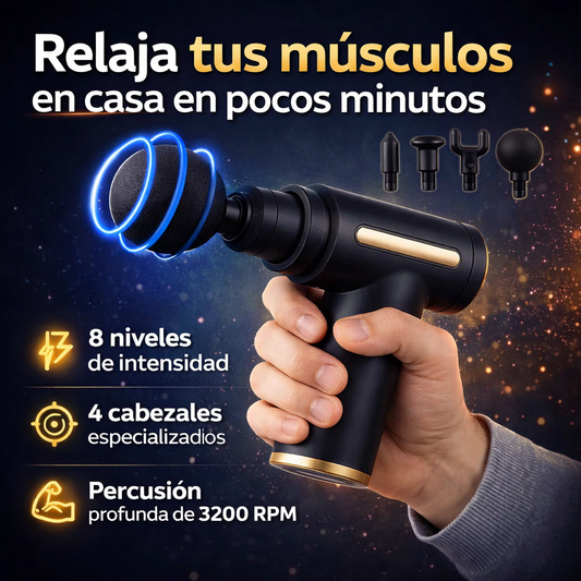 Pistola Masajeadora 4 en 1: Alivia la Tensión Muscular y Recupera el Bienestar