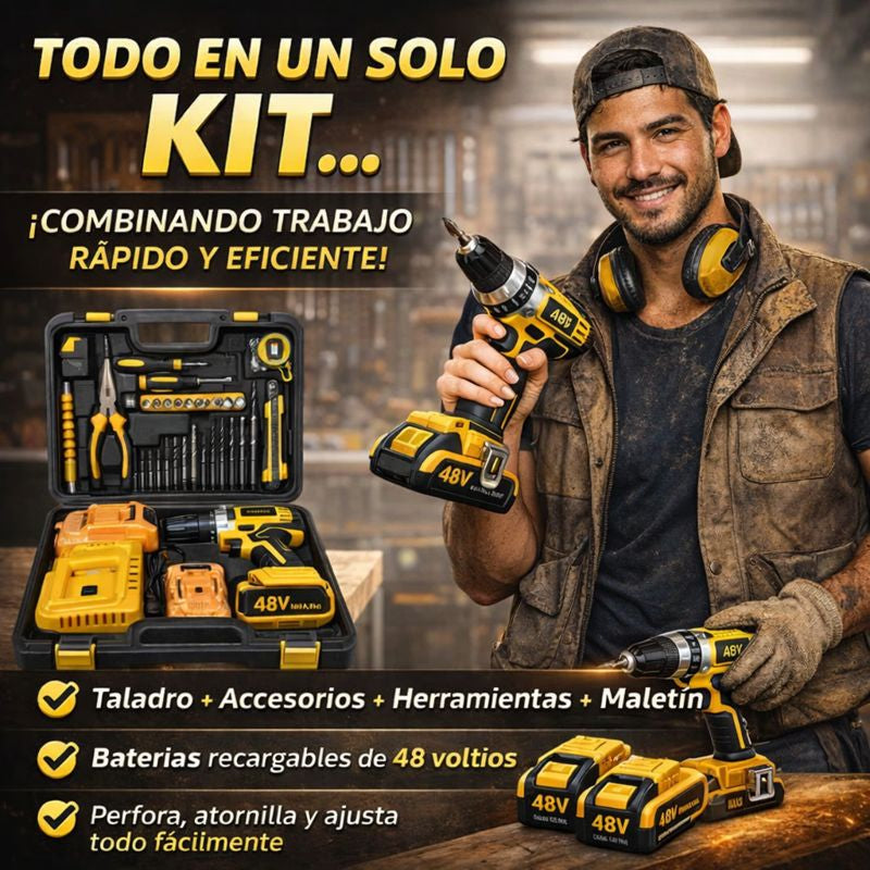 Combo Taladro Inalámbrico 48V + Juego de Herramientas Kit Completo🛠️