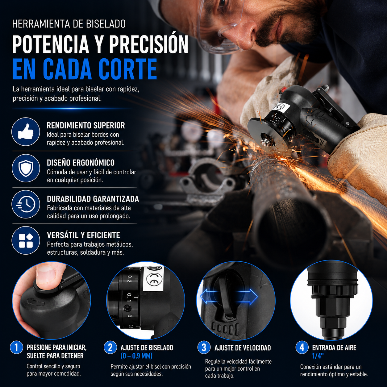 Herramienta de Biselado Portátil: Acabados y Bordes Profesionales 🛠️