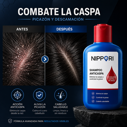 Shampoo NIPPORI Anticaspa: Elimina la Caspa y Controla la Grasa de tu Cabello