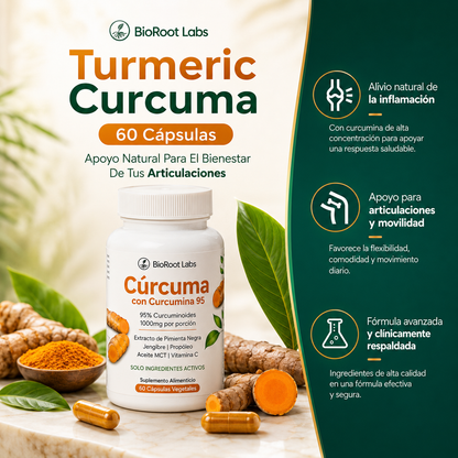 Turmeric Curcuma 60 Cápsulas: Apoyo Natural Para El Bienestar De Tus Articulaciones 💪
