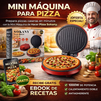 Máquina para Pizzas Sokany | Prepara pizzas caseras perfectas en minutos | Recibe un Ebook Gratis👌