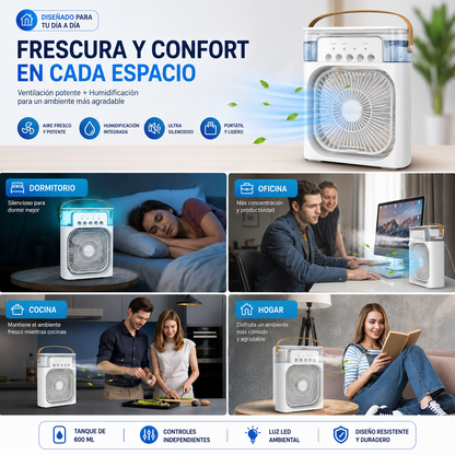 Ventilador Humidificador Multifuncional ❄️ Frescura TOTAL GRATIS 2 ESENCIAS