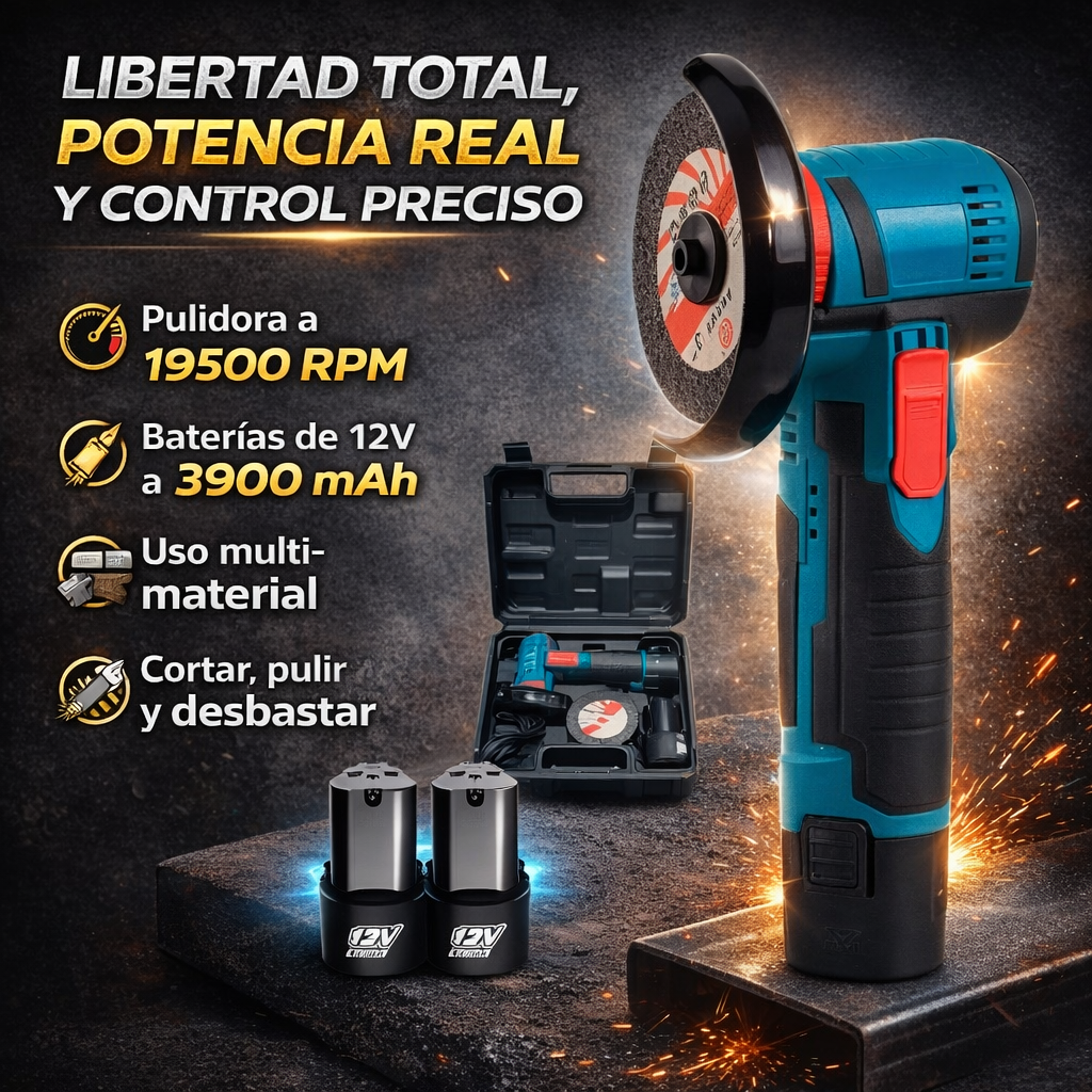 Mini Pulidora Angular Inalámbrica + FULL Accesorios ⚡🔧