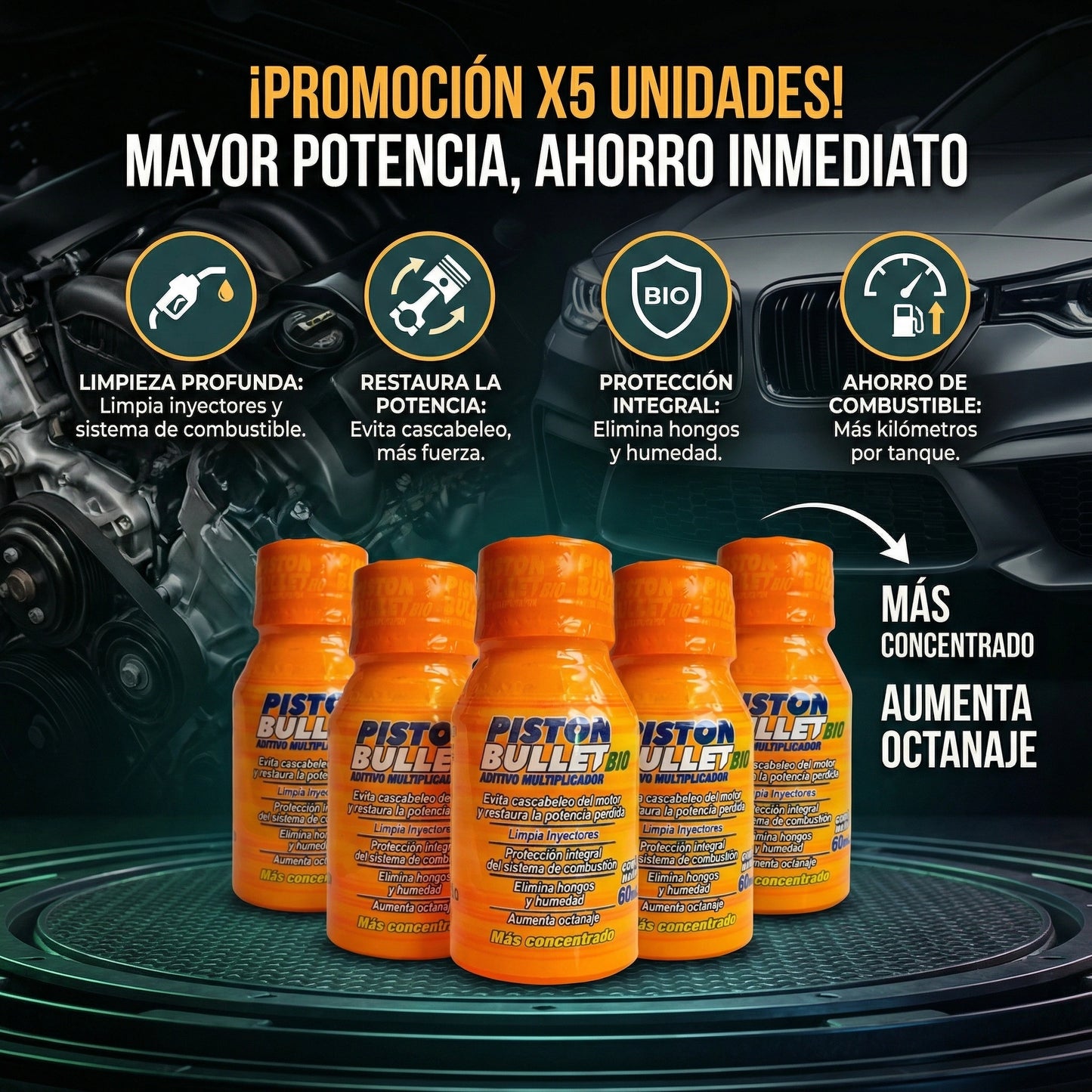 Aditivo Piston Bullet Bio PROMO X5 | 🛒 Máximo Rendimiento + Ahorro Garantizado ✅