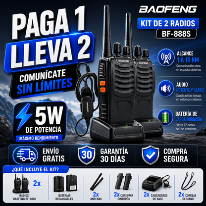 PAGA 1 LLEVA 2  Radios Baofeng BF-888S: Mantente siempre conectado 📡