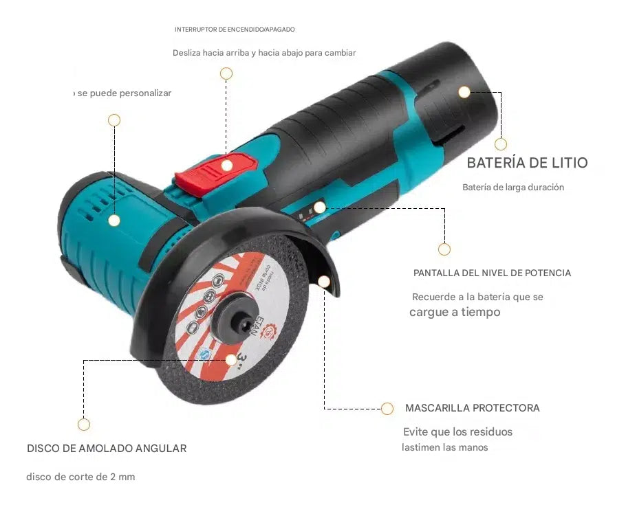 Mini Pulidora Angular Inalámbrica + FULL Accesorios ⚡🔧
